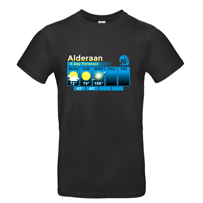 #ad Alderaan Weather Forecast Tee Mens TV Film Crew Neck Short Sleeve T Shirt S 3XL