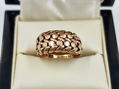 #ad 9ct Rose Gold Keeper Ring Size P British Hallmarked