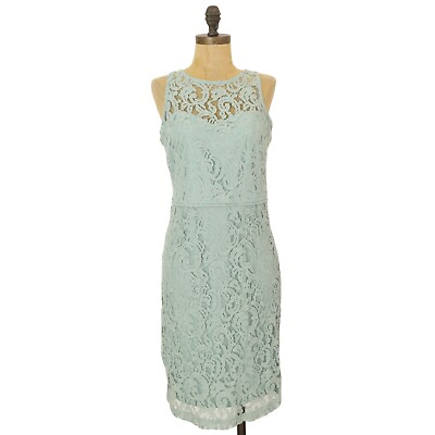 #ad Marina Lace Dress Size 6 Sleeveless Sheath Medium Sea Green Sage NEW B82