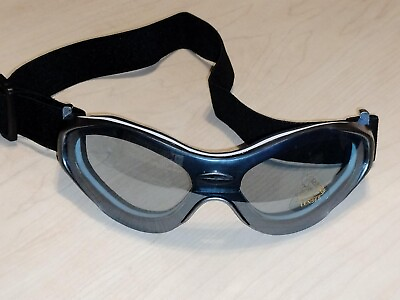 #ad Blue LENS Designer Style Goggles SUNGLASSES Silver frames mens womens Brand NEW