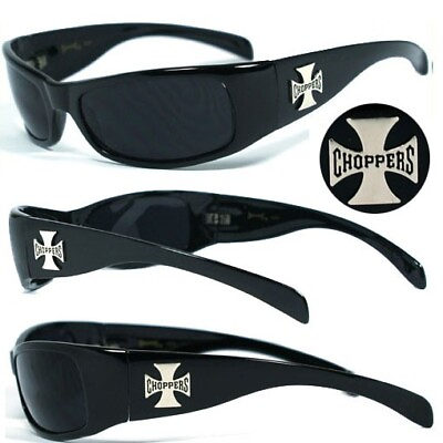 #ad Choppers Biker Men UV400 Sunglasses Black Frame Smoke Lens C11B