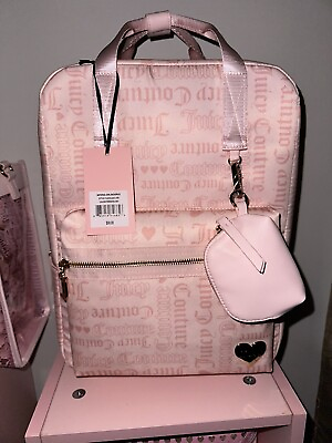 #ad NWT Juicy Couture Material Girl Backpack Pink Wordplay
