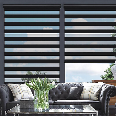 #ad Horizontal Window Shades Zebra Blind Dual Roller Blinds Curtains Easy to Install