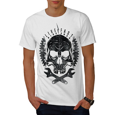 #ad Wellcoda Skull Head Ride Biker Mens T shirt Motor Graphic Design Printed Tee