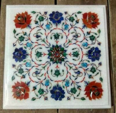 #ad 2#x27;x2#x27; marble Table Top marquetry pietra dura floral Inlay handmade work w176