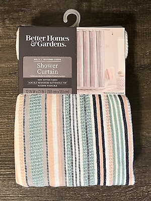 #ad Better Homes amp; Gardens Textured Carnaby Stripe 72” x 72” Cotton Shower Curtain