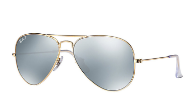 #ad Ray Ban Aviator Polarized Mirrored Grey Lens Sunglasses RB3025 112 W3 58