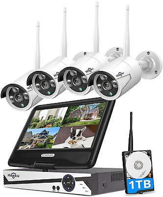 #ad Hiseeu 10CH 2K 3MP WIFI NVR HDD Wireless Security Camera System with Monitor