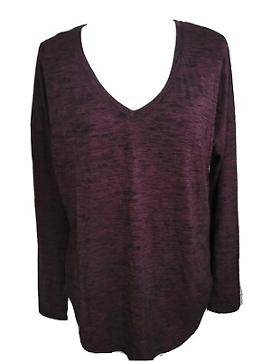 #ad Rock amp; Republic Tunic Sweater Women#x27;s Size Large Neck Purple Black Stretch