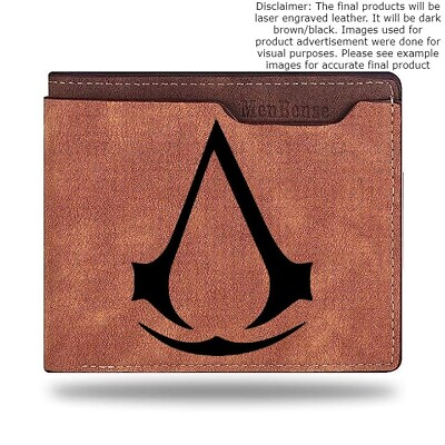 #ad Custom ASSASSINS CREED LOGO Leather Bi Fold Wallet Laser Engraved Wallet