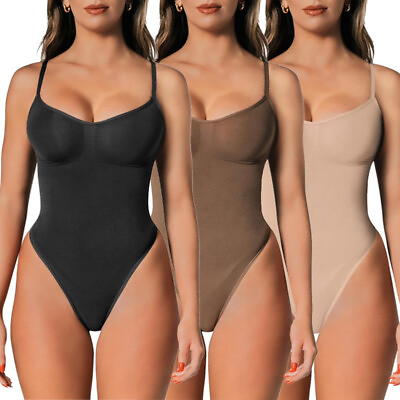 #ad Women Tummy Control Body Sculpting Shaper Thong Seamless Bodysuit Shapewear Top
