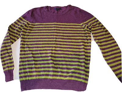 #ad Boden Long Sleeve Striped Sweater Jumper Cotton Cashmere Angora Blend 16 Purple
