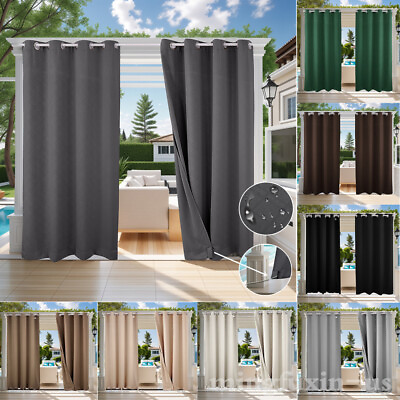 #ad Outdoor Patio Curtains Waterproof Windproof Curtain Grommet Top Tab Bottom Drape
