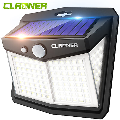 #ad CLAONER Solar Power 128 LED Lights PIR Motion Sensor Outdoor Security Lamp Wall $6.99