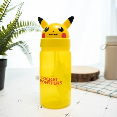 #ad Skater Kids Pokemon Pikachu Flip Top Straw Cold Water Bottle with Shoulder Strap