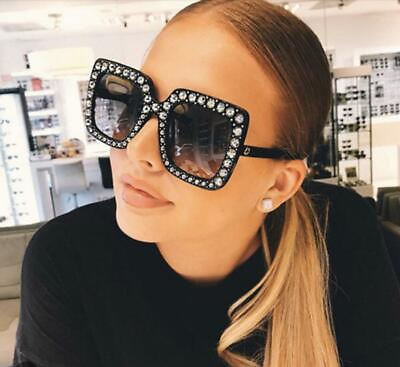 #ad Women Sunglasses Diamond Bling Shades Square Fashion Design Oversized Christal