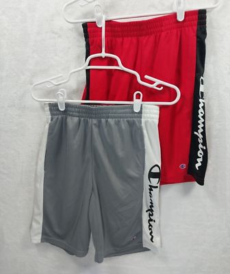 #ad NEW Champion Boy Basketball Shorts 2 Pack 14 16 Grey amp; Red