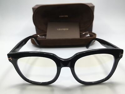 #ad Tom Ford FT5537 B Women#x27;s Shiny Black Frame Demo Lens Square Eyeglasses 52MM.