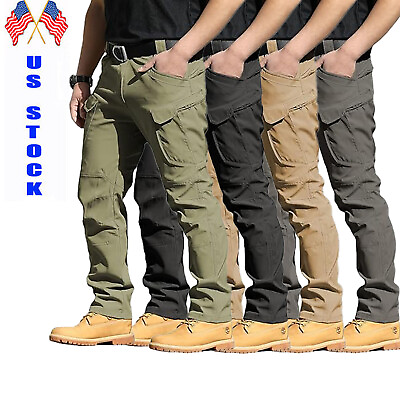 #ad New Men Tactical Cargo Pants Soldier Multi Pocket Work Combat Trousers Outdoor