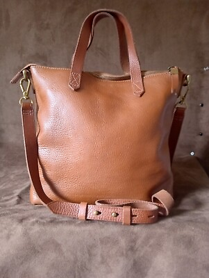 #ad Madewell Brown Leather Top Handle Shoulder Handbag Tote Small Purse