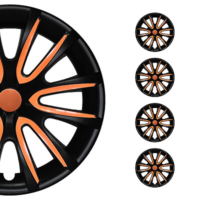 #ad 15quot; Wheel Covers Hubcaps for Nissan Black Matt Orange Matte
