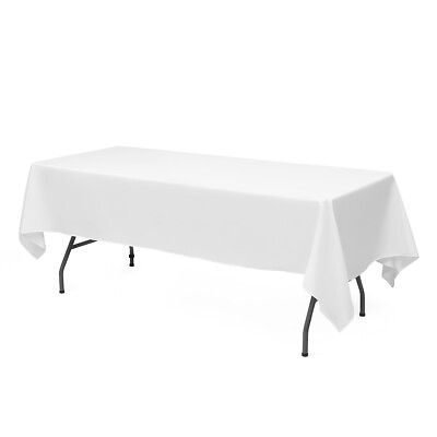 #ad 10 PCS 60quot; x 102quot; Rectangle Polyester Tablecloth Wedding Party Decoration White