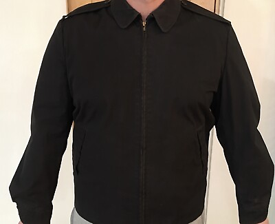 #ad Vintage Neptune Garment Army Black 385 Jacket Men 44R Coat w Zip out Lining