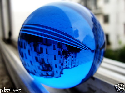 #ad 40mm Stand Asian Rare Natural Quartz Blue Magic Crystal Healing Ball Sphere