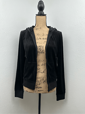 #ad Juicy Couture Women’s Sweatshirt and Hoodies Pitch Black Robertson Zip Front Ho