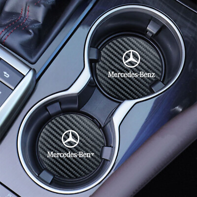 #ad 2Pcs Carbon Fiber Texture Car Cup Holder Coaster Anti slip Mat for Mercedes Benz