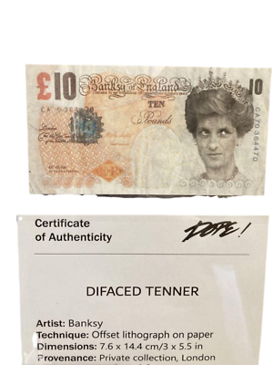 #ad Banksy Di face Tenner £10 Print Signed with Certificate from Dope Gallery