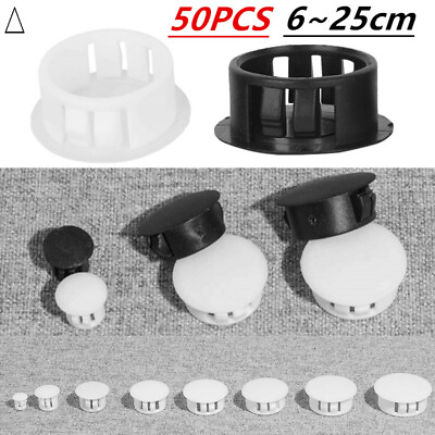 #ad 50 Pcs Plastic Flush Type Hole Plugs Button Insert End Covers For Furniture Pipe
