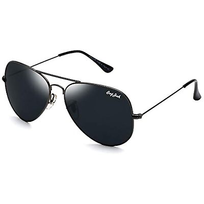 #ad GREY JACK Polarized Classic Aviator Sunglasses Grey Frame Black Lens Large