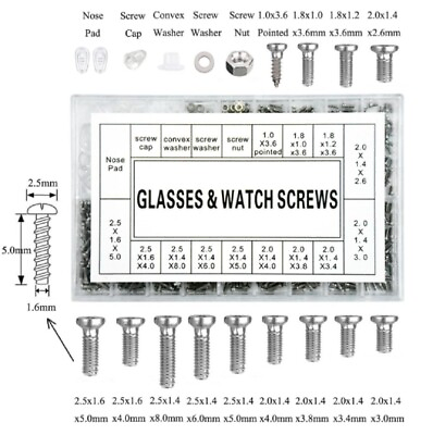 #ad Eyeglass Sun Glasses Screw Nut Nose Pad Optical Repair Tool Assorted Kit Set