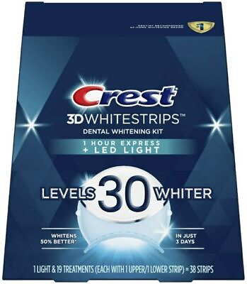 #ad Crest 3D White Strips 1 Hour Express LED Light Whitening Kit 30 Levels