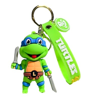 #ad Teenage Mutant Ninja Turtles Blue Character 3D Silicone Charm Keychain Keyring