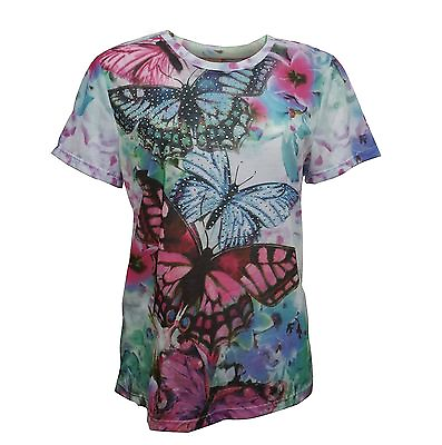#ad Women#x27;s Top Butterfly Sublimation 100% Poly by White StagNice Fabric ..
