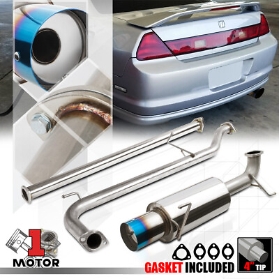 #ad SS Catback Exhaust System 4quot; Burnt Tip Muffler for 98 02 Honda Accord 2.3 F23A