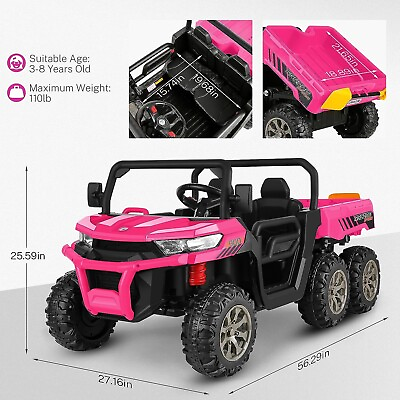 #ad Electric 24V Battery Power Kid Ride On Car Toys 2 Seat Dump Truck 6 Wheels Pink