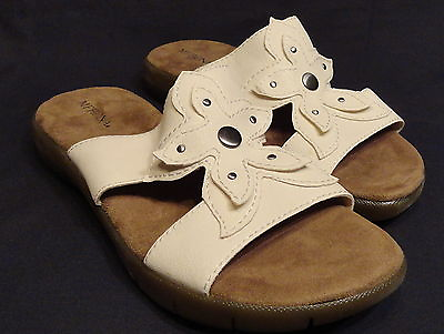 #ad Womens Flat Comfortable Sandals White w Flower Size 7 7.5 or 8 you choose New