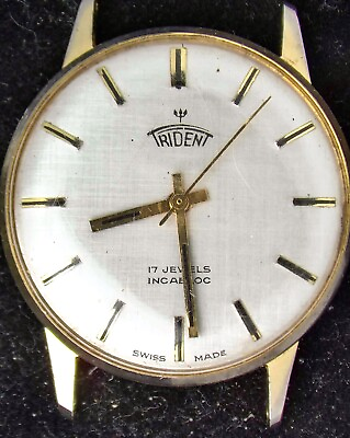 #ad Trident Swiss Made Slim Men#x27;s Manual Wind Watch Vintage Spares Repairs