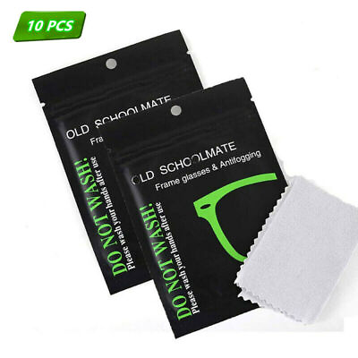 #ad 10Pcs Anti Fog Wipes for Glasses Reusable Portable Cloth for Eyeglasses Goggles