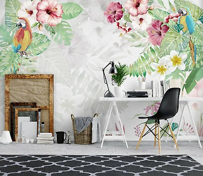 #ad 3D Colorful Parrot Flower 20442NA Wallpaper Wall Murals Removable Wallpaper Fay
