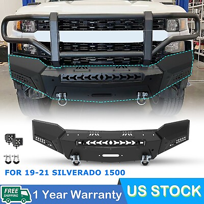 #ad Off road Front Bumper 2019 2021 Chevy Silverado 1500 Assembly W 2*LED D rings