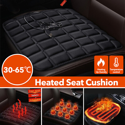 #ad Universal Car Heated Seat Cushion Hot Cover Auto 12v Heater Warmer Pad Black