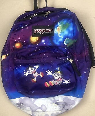 #ad JANSPORT Disney Backpack Mickey Minnie Mouse in Space Bag Colorful Earth