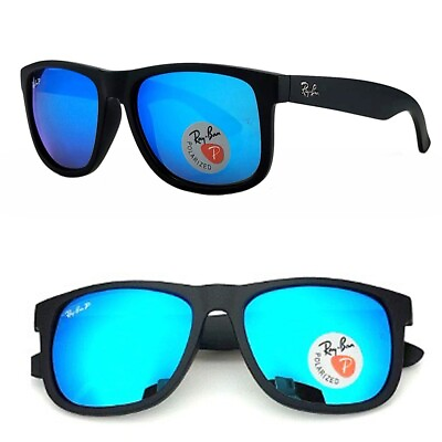 #ad 55 17 145mm Ray Ban Justin RB4165 Men#x27;s Sunglasses Black Blue