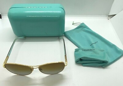 #ad Tiffany amp; Co TF3041 6084 T5 Era Aviator Womens Sunglasses Gold With Love Word