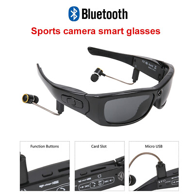 #ad 1080P Cycling Sunglasses Bluetooth Earphone Camera Mini Body DV Video Recorder
