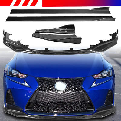 #ad Carbon Style For Lexus IS F Sport 2017 2020 Front Rear Bumper Lip Side SKirts